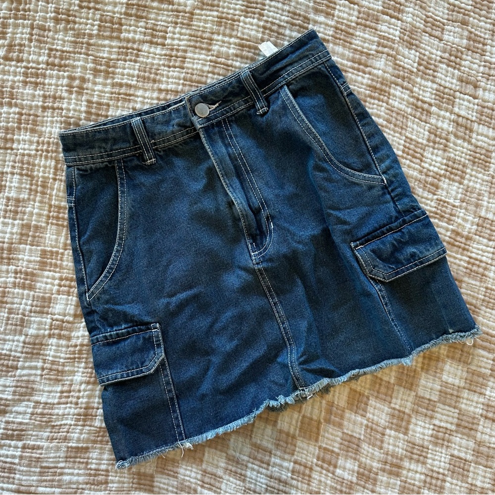Pull&Bear Dark Blue Denim Mini Skirt